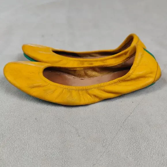 Tieks Flats Womens 6 Mustard Yellow Leather Ballet Slip On Shoes Preppy Shoes - Picture 5 of 9